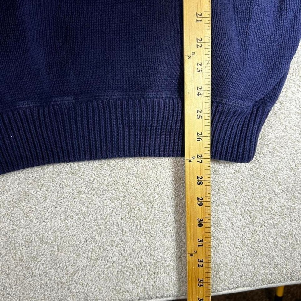 Vintage navy blue earth tone preppy knit sweater Size L - Picture 4 of 5